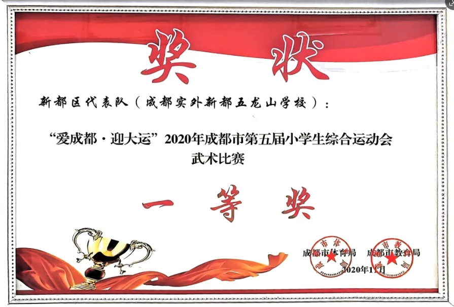 2020年11月成都市第五屆小學生綜合運動會武術比賽：一等獎